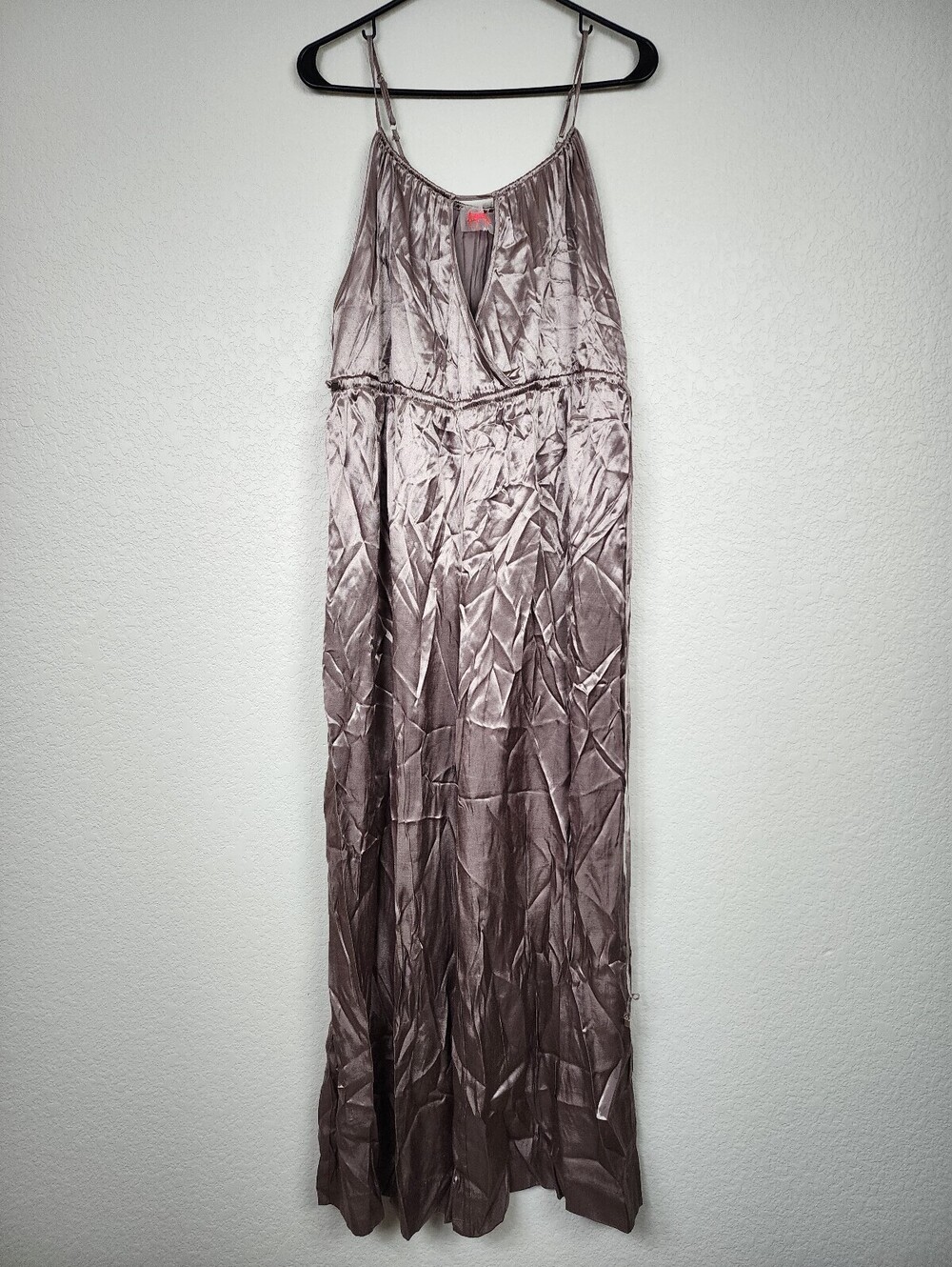Free People $250 Wide Leg Silky Satin Champagne Jumpsuit